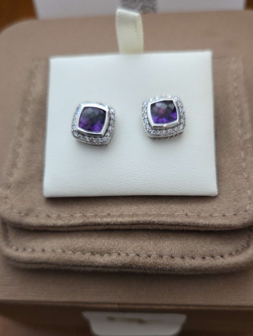 DAVID YURMAN Amethyst 11mm Albion Silver Earrings w/Diamonds From Holt Renfrew